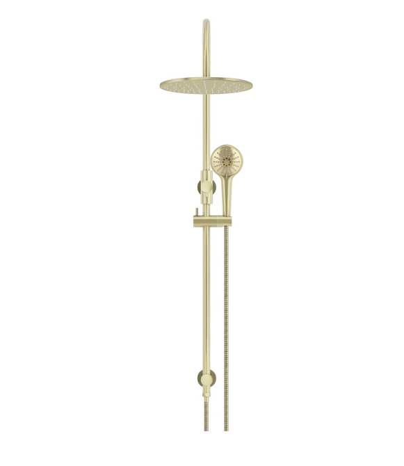 Meir 300mm Round Gooseneck Overhead Shower Rail, Three Function Hand Shower, Tiger Bronze