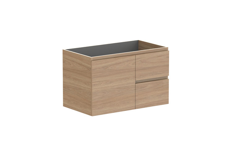 ADP Glacier Door & Drawer Twin Wall Hung Vanity - 900mm / No Top / Left Hand Bowl