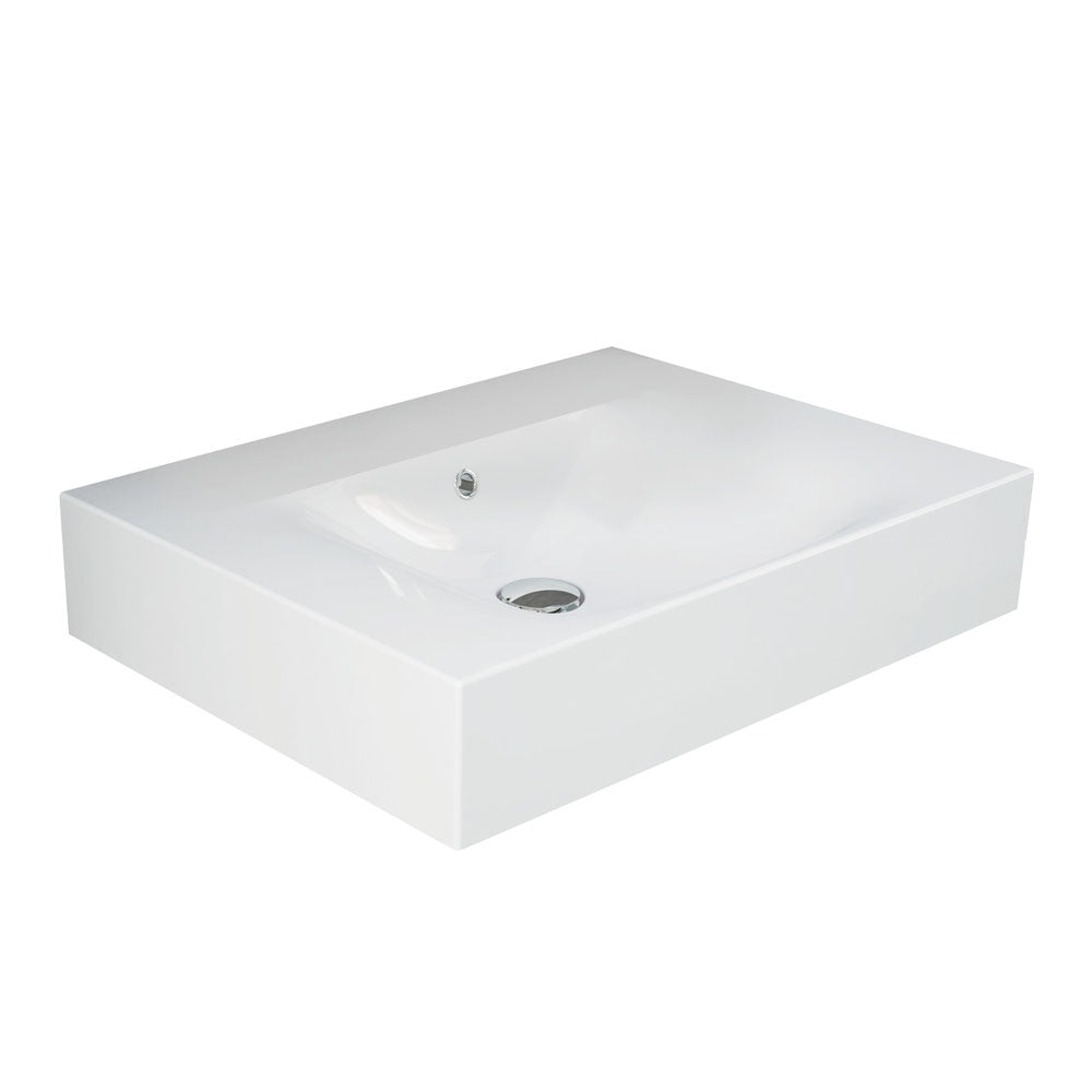 Fienza RAK DES Wall Hung Basin NTH 610 x 460mm with Overflow, Alpine Gloss White