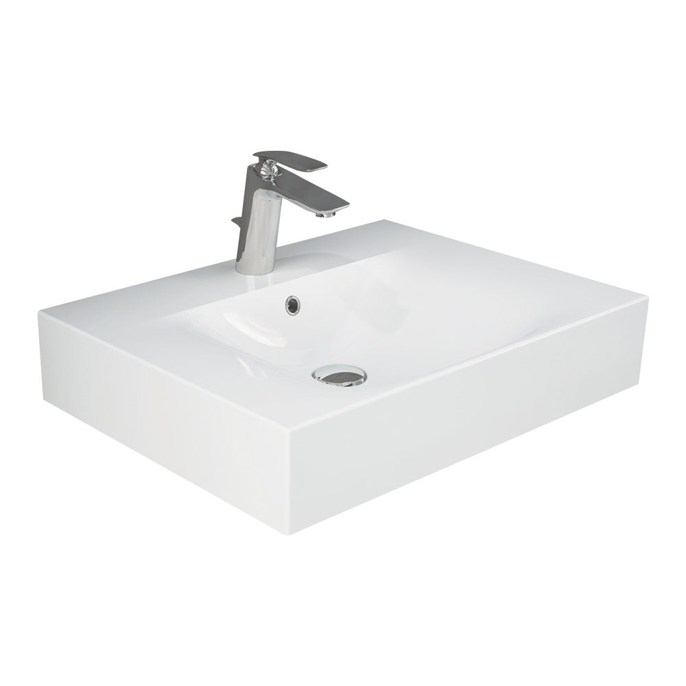 Fienza RAK DES Wall Hung Basin 1TH 610 x 460mm with Overflow, Alpine Gloss White