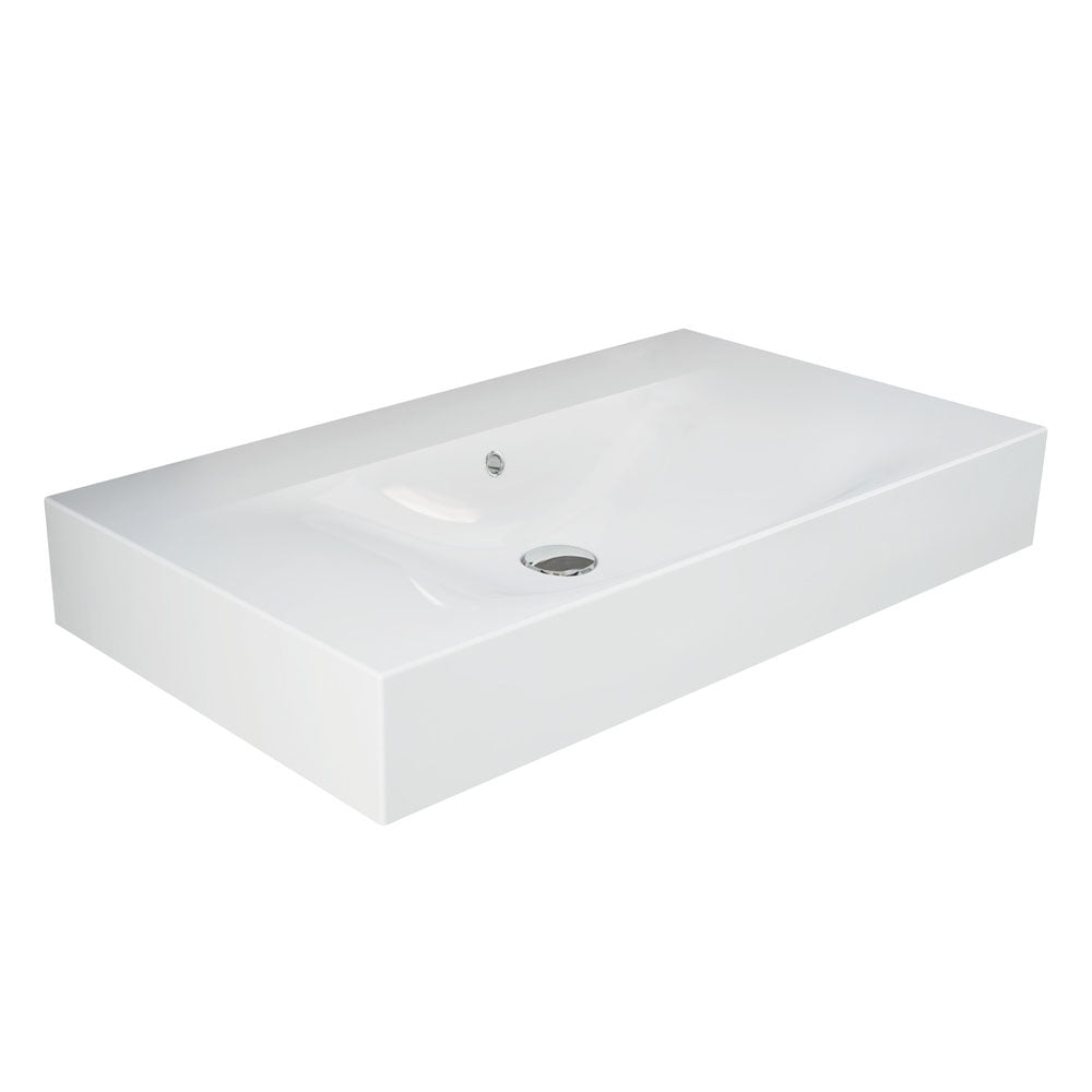 Fienza RAK DES Wall Hung Basin NTH 810 x 460mm with Overflow, Alpine Gloss White