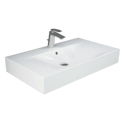 Fienza RAK DES Wall Hung Basin 1TH 810 x 460mm with Overflow, Alpine Gloss White
