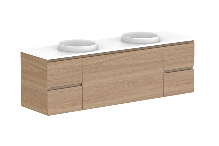 Adp Glacier Lite Door Drawer Twin Wall Hung Vanity 1800Mm Stone Benchtop 1 - 1800mm - Stone Benchtop - Double Bowl - Lite