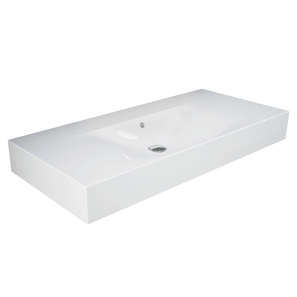 Fienza RAK DES Wall Hung Basin NTH 1010 x 460mm with Overflow, Alpine Gloss White