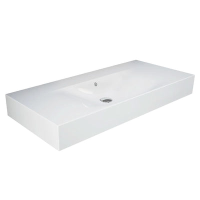 Fienza RAK DES Wall Hung Basin NTH 1010 x 460mm with Overflow, Alpine Gloss White
