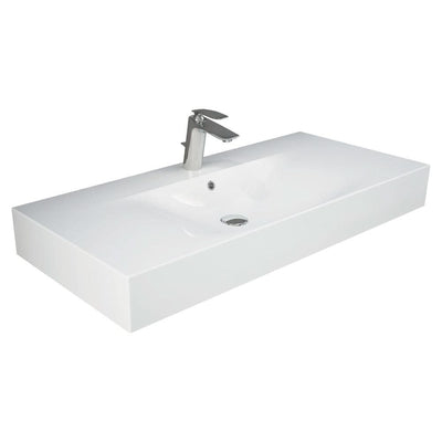 Fienza RAK DES Wall Hung Basin 1TH 1010 x 460mm with Overflow, Alpine Gloss White