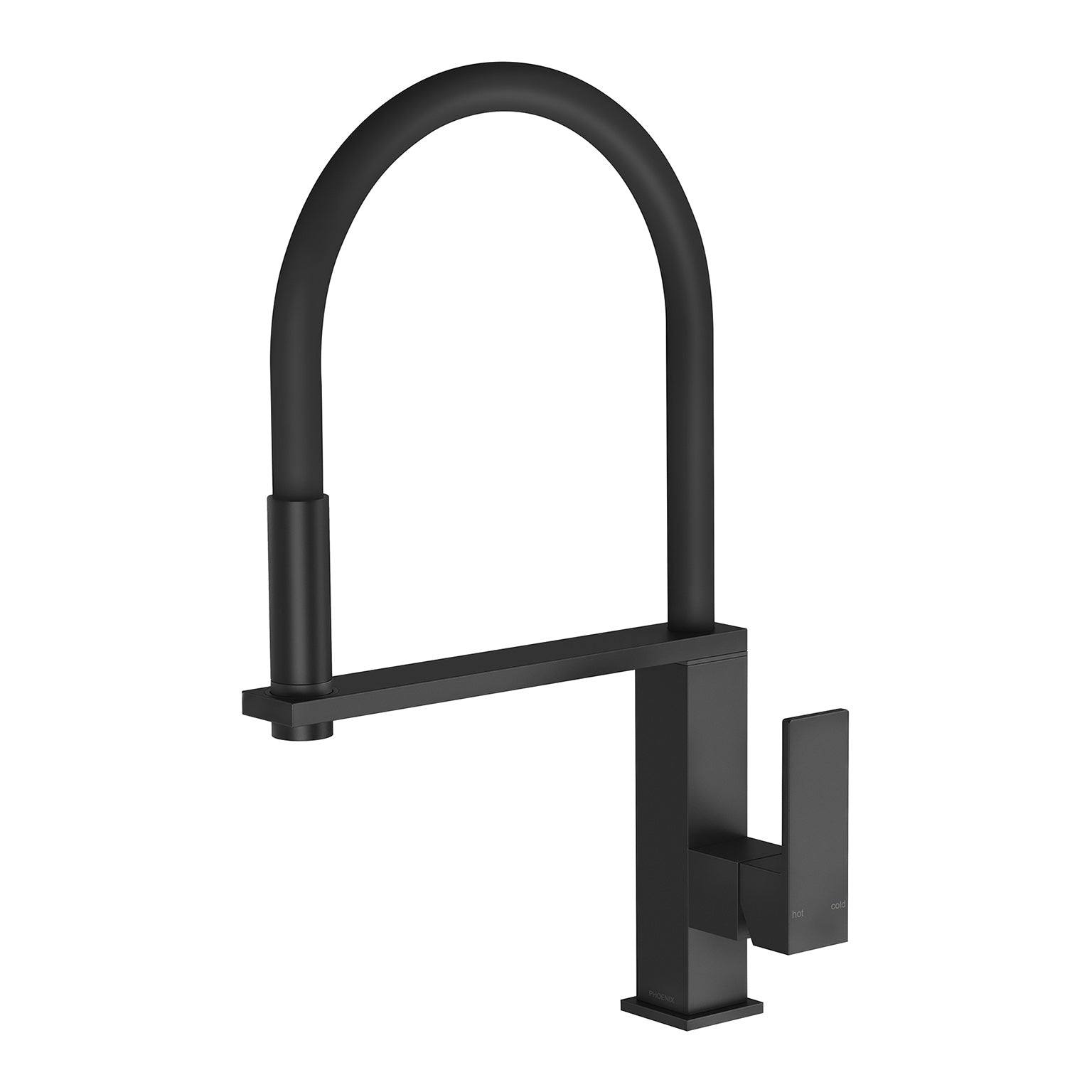 Phoenix Vezz Flexible Hose Sink Mixer 220mm Squareline, Matte Black