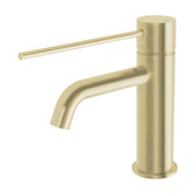 Phoenix Vivid Slimline Basin Mixer Curved Outlet with Extended Lever, Brushed Gold