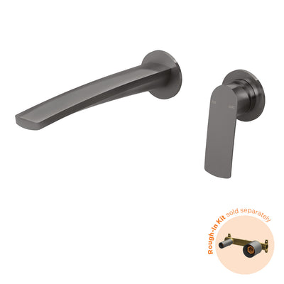 Phoenix Mekko SwitchMix Wall Basin / Bath Mixer Set Round Plates Fit-Off Kit, Brushed Carbon
