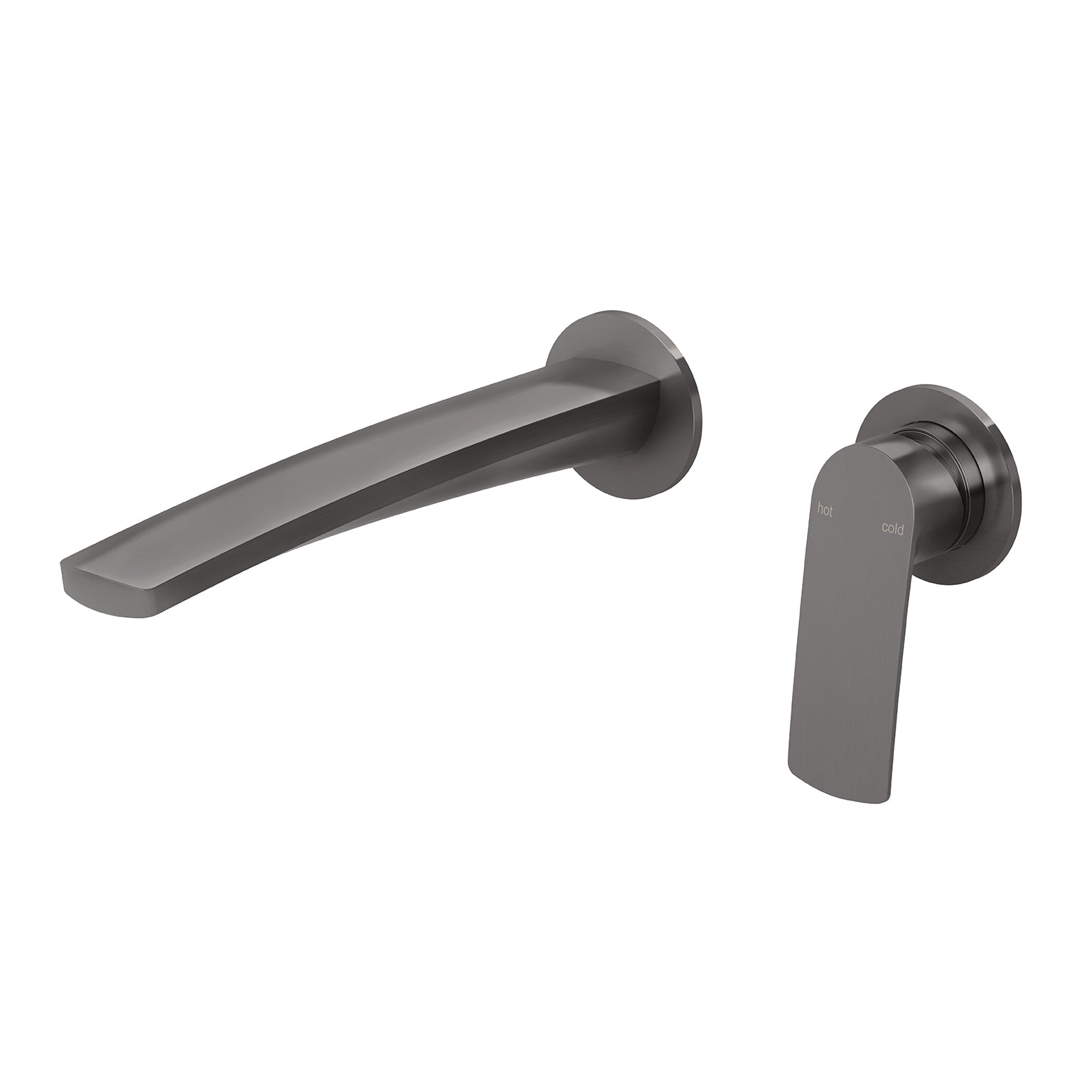 Phoenix Mekko SwitchMix Wall Basin / Bath Mixer Set Round Plates, Brushed Carbon