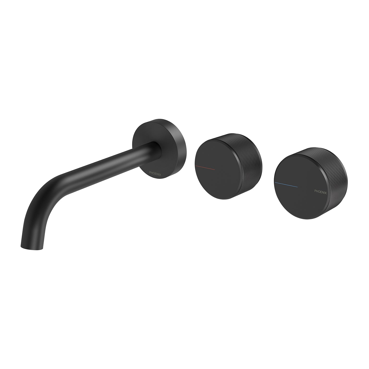 Phoenix Axia Wall Basin / Bath Curved Outlet Hostess Set 180mm, Matte Black