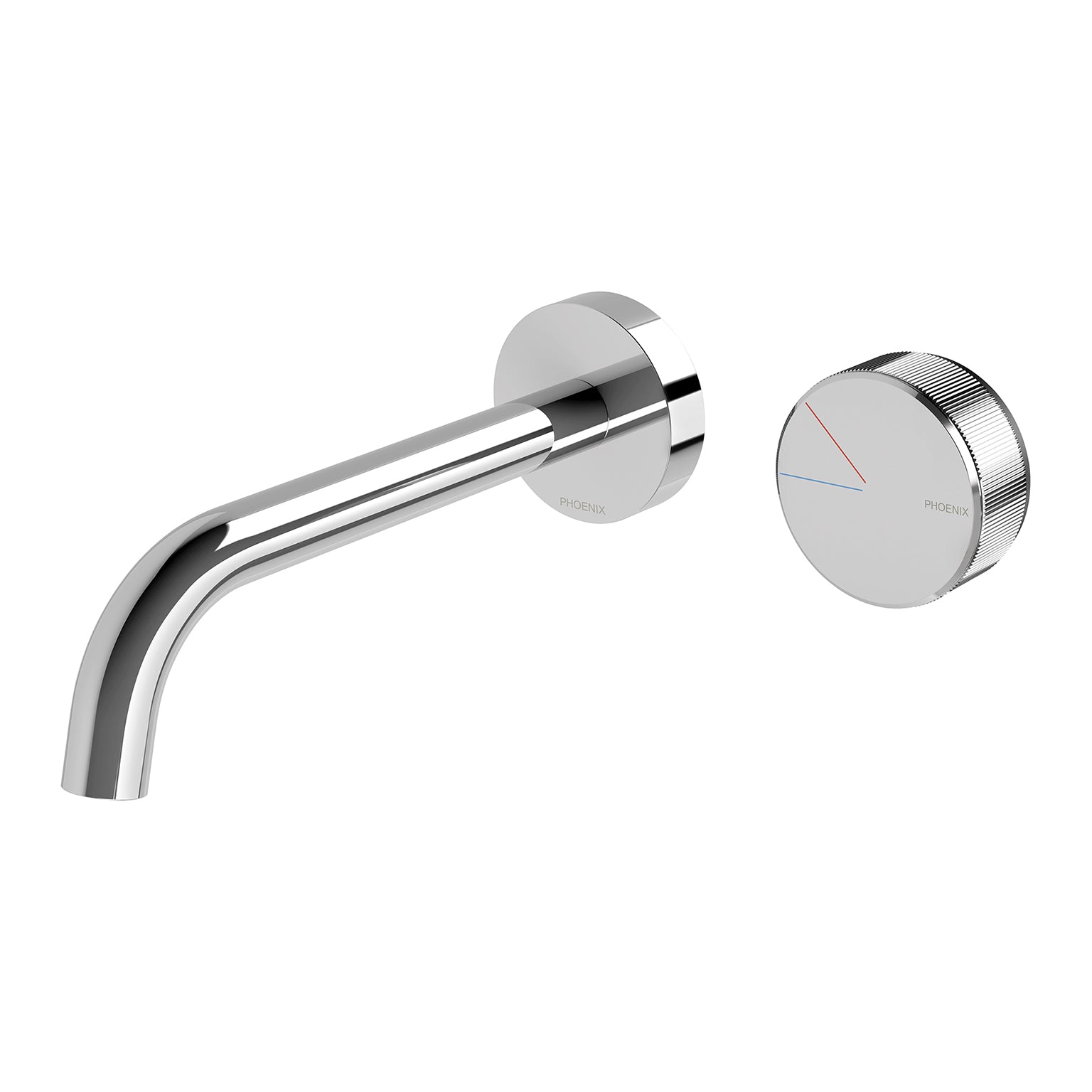 Phoenix Axia Wall Basin / Bath Curved Outlet Mixer Set 180mm, Chrome
