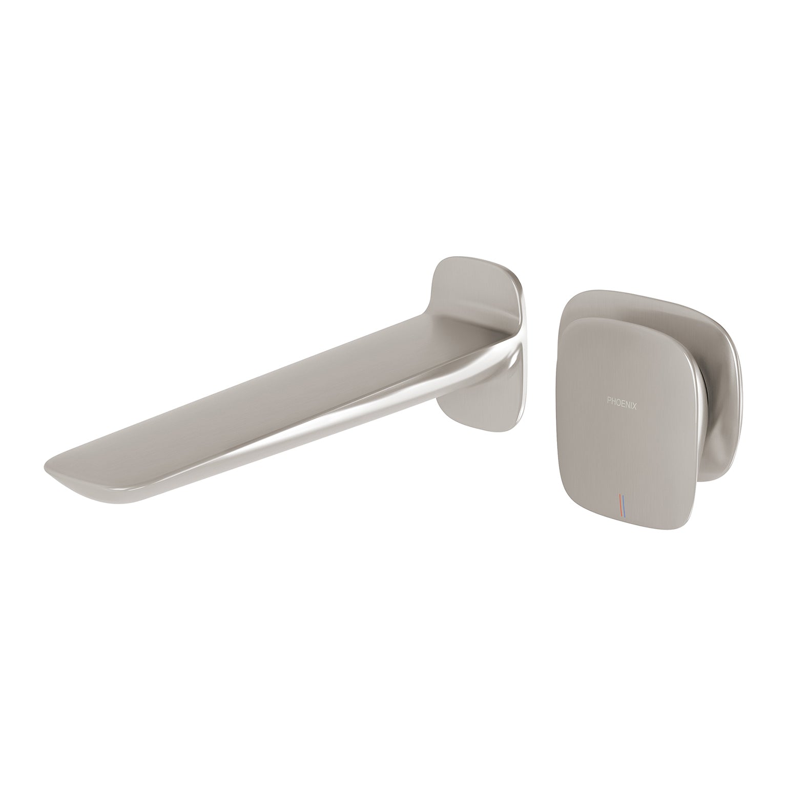 Phoenix Nuage Wall Basin / Bath Mixer Set 200mm, Brushed Nickel
