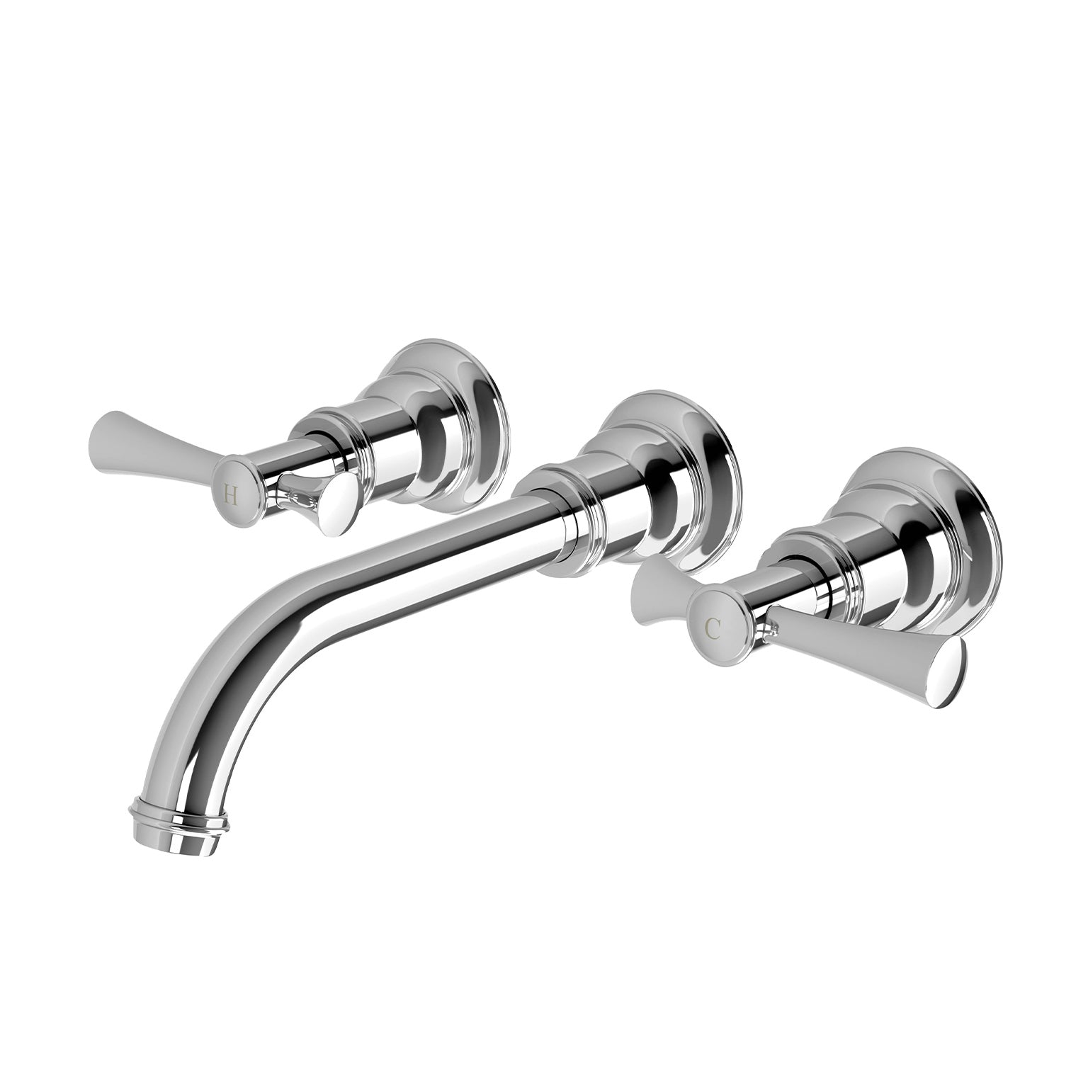 Phoenix Cromford Wall Basin / Bath Tap Set, Chrome
