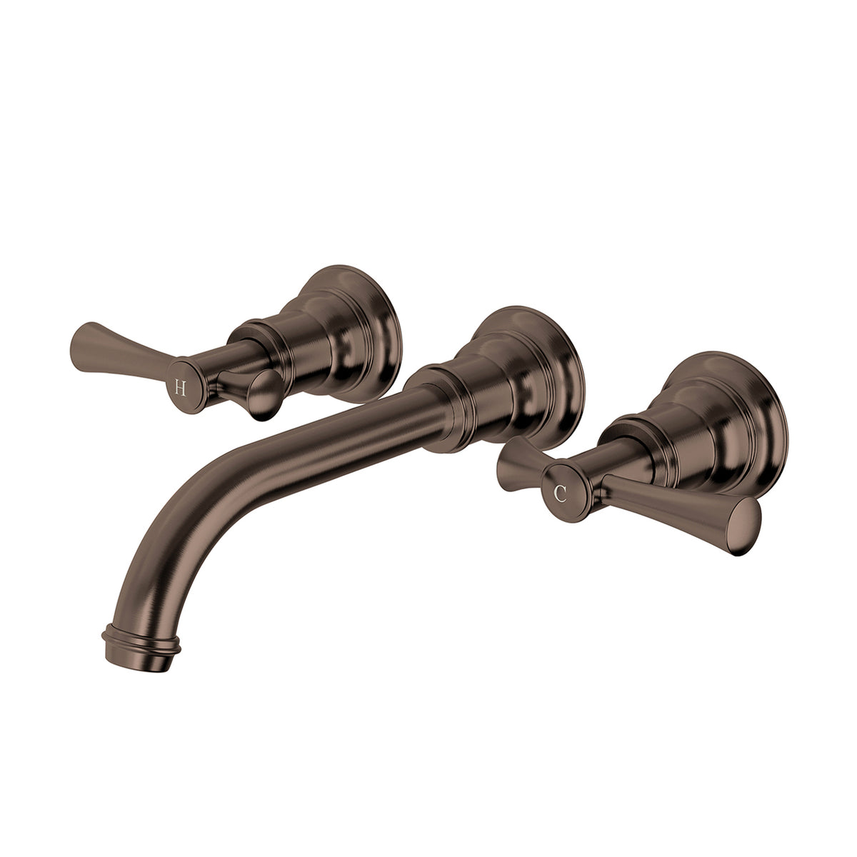 Phoenix Cromford Wall Basin / Bath Set 180mm - Lead Free, Brushed Bronze
