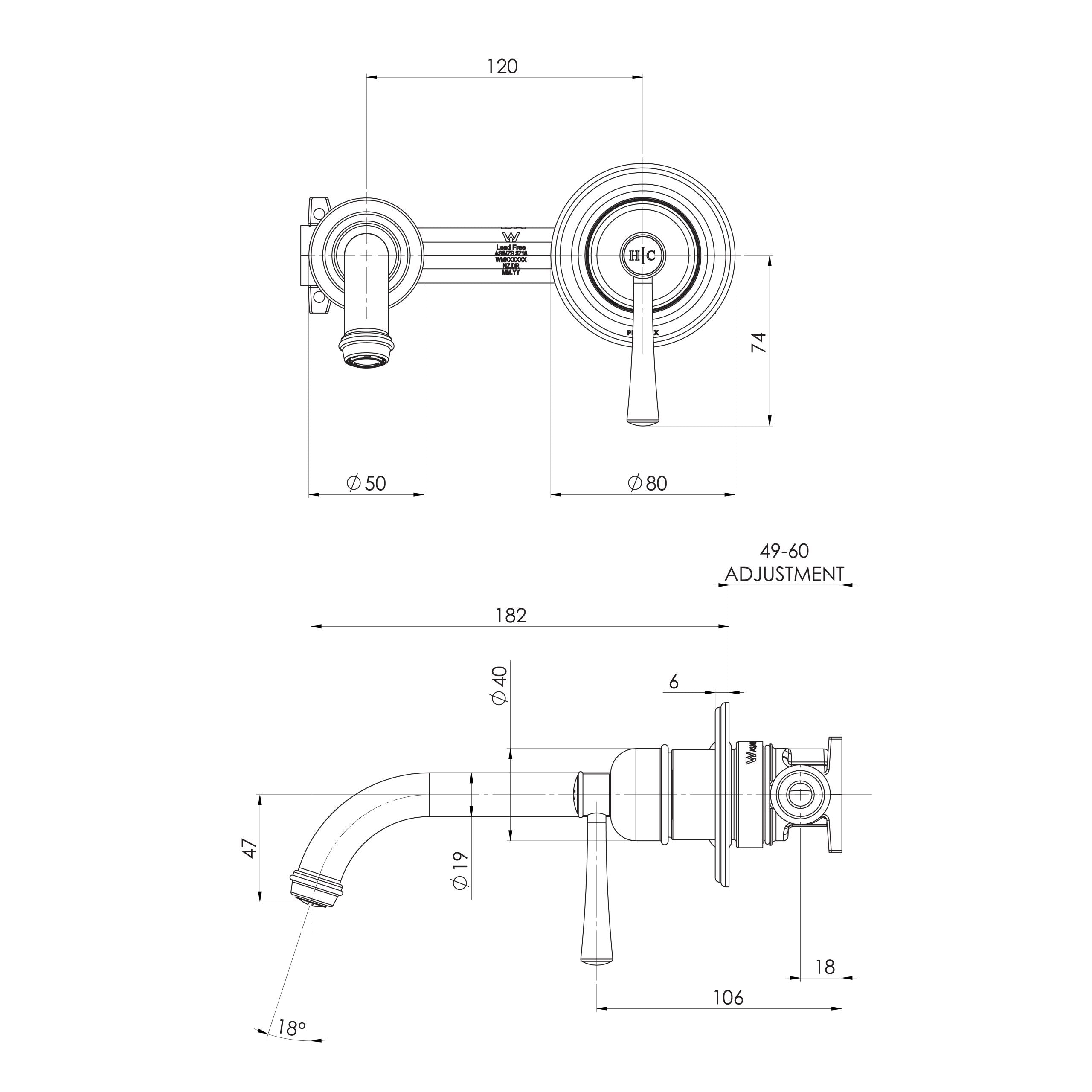 Phoenix Cromford SwitchMix Wall Basin / Bath Mixer Set 200mm (Complete Kit) – Lead Free