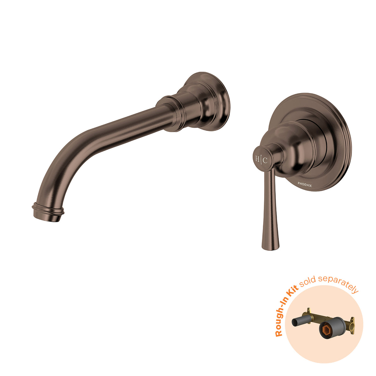 Phoenix Cromford SwitchMix Wall Basin / Bath Mixer Set 180mm (Fit-Off Kit Only) - Lead Free, Brushed Bronze