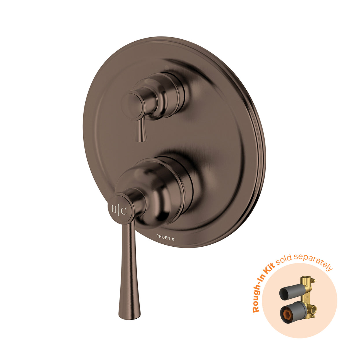 Phoenix Cromford SwitchMix Shower / Bath Diverter Mixer (Fit-Off Kit Only) - Lead Free, Brushed Bronze
