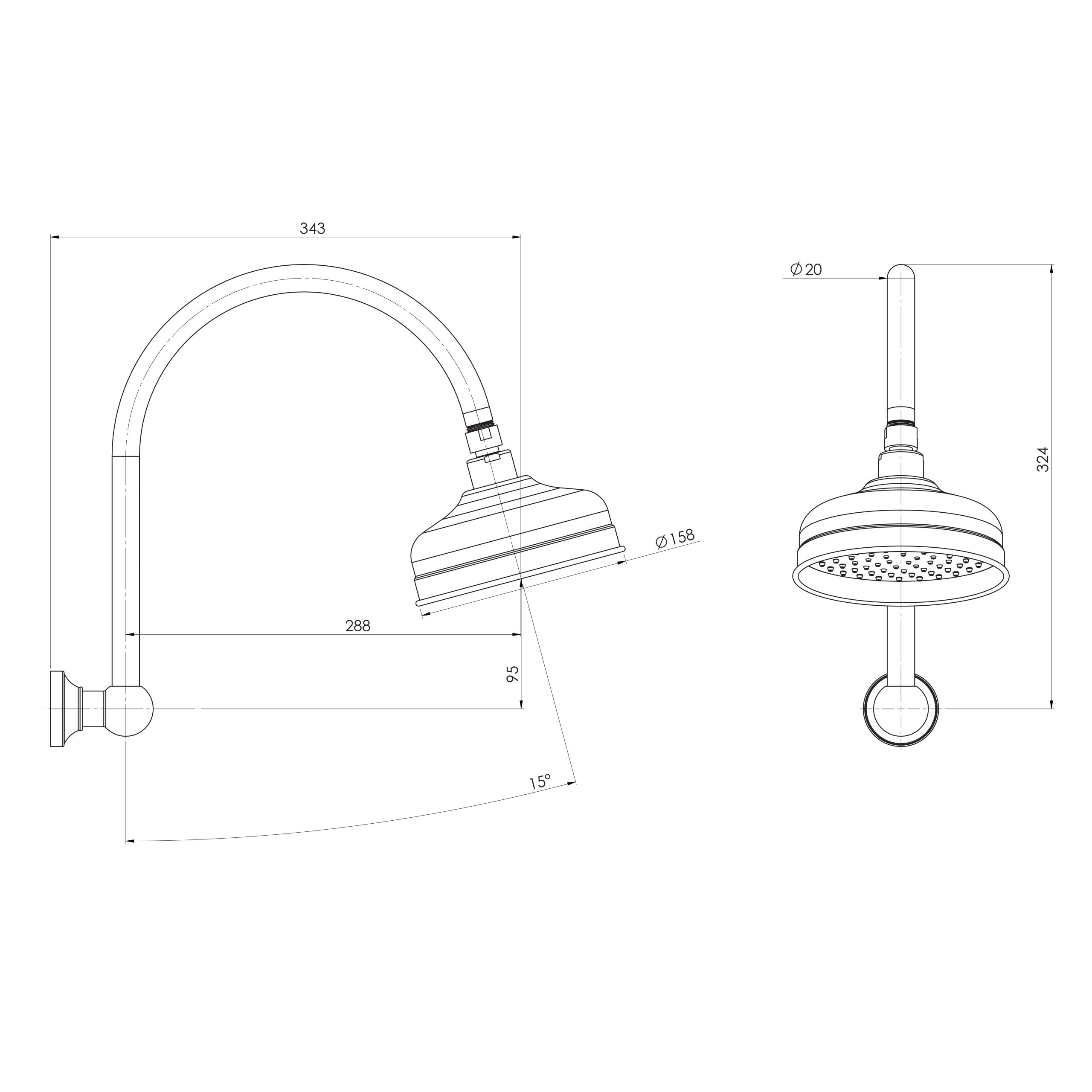 Phoenix Cromford High-Rise Shower Arm and Rose