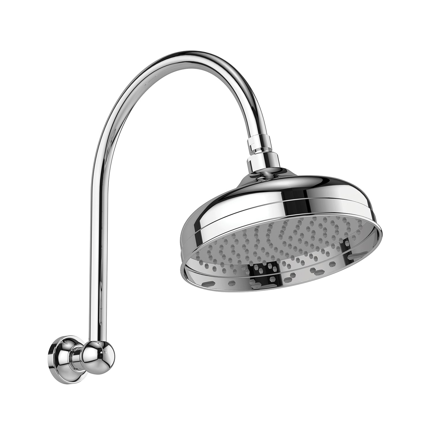 Phoenix Cromford Hi Rise Shower Arm & Rose 210mm, Chrome