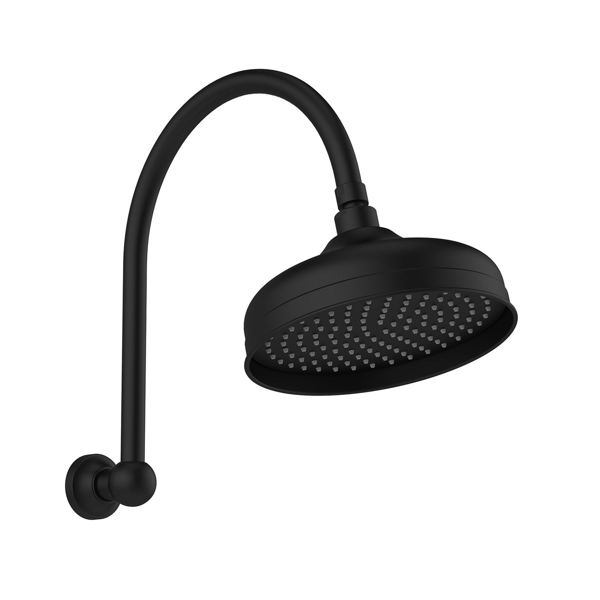 Phoenix Cromford High-Rise Shower Arm and Rose 210mm, Matte Black