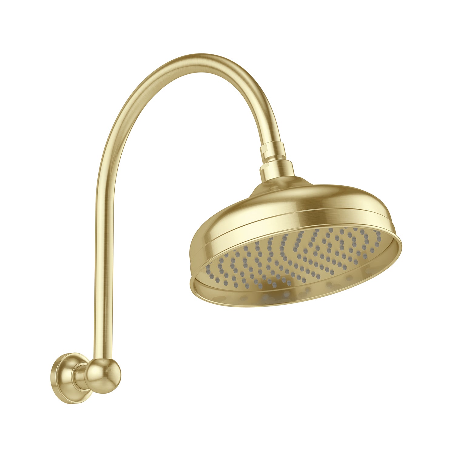 Phoenix Cromford Hi Rise Shower Arm & Rose 210mm, Brushed Gold