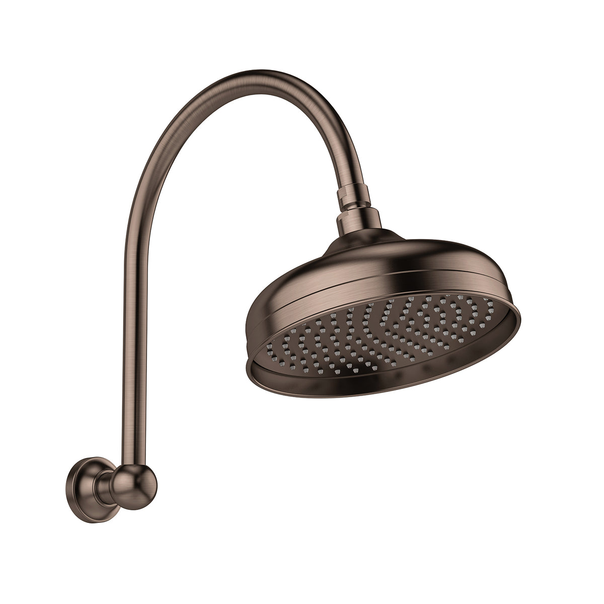 Phoenix Cromford High-Rise Shower Arm and Rose 210mm, Brushed Bronze
