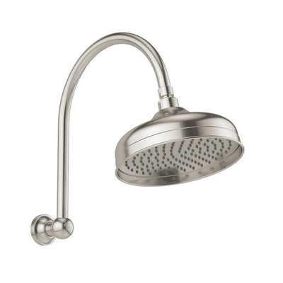 Phoenix Cromford High-Rise Shower Arm and Rose 210mm, Brushed Nickel