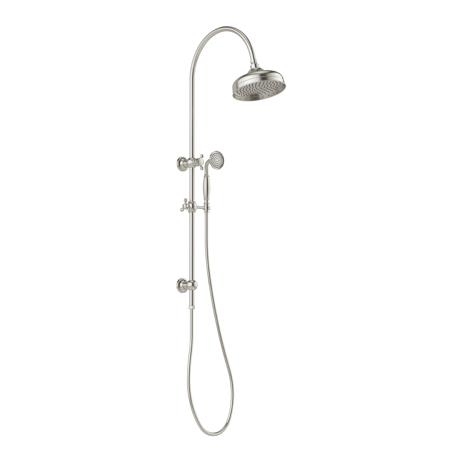 Phoenix Cromford Twin Shower 210mm Rose, Brushed Nickel