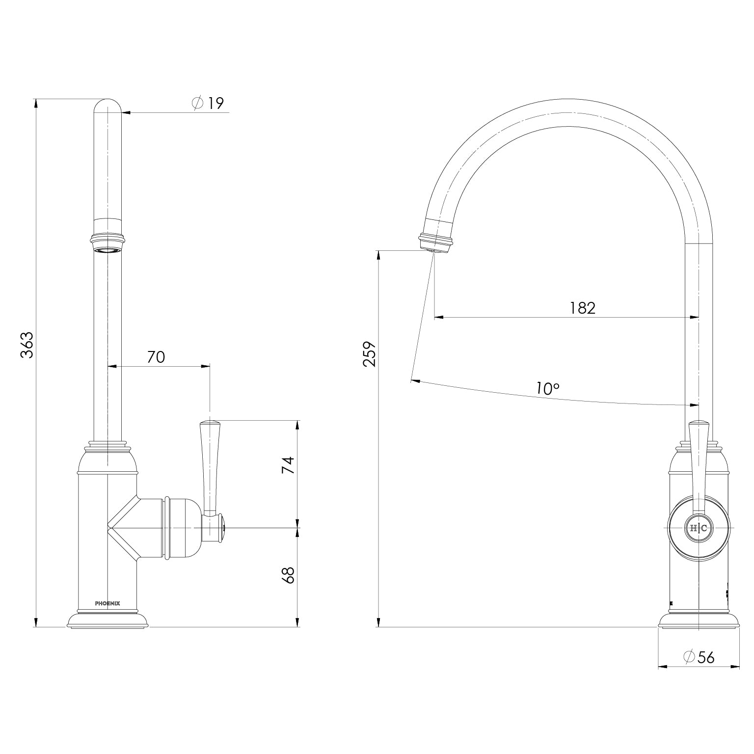 Phoenix Cromford Sink Mixer – Lead Free