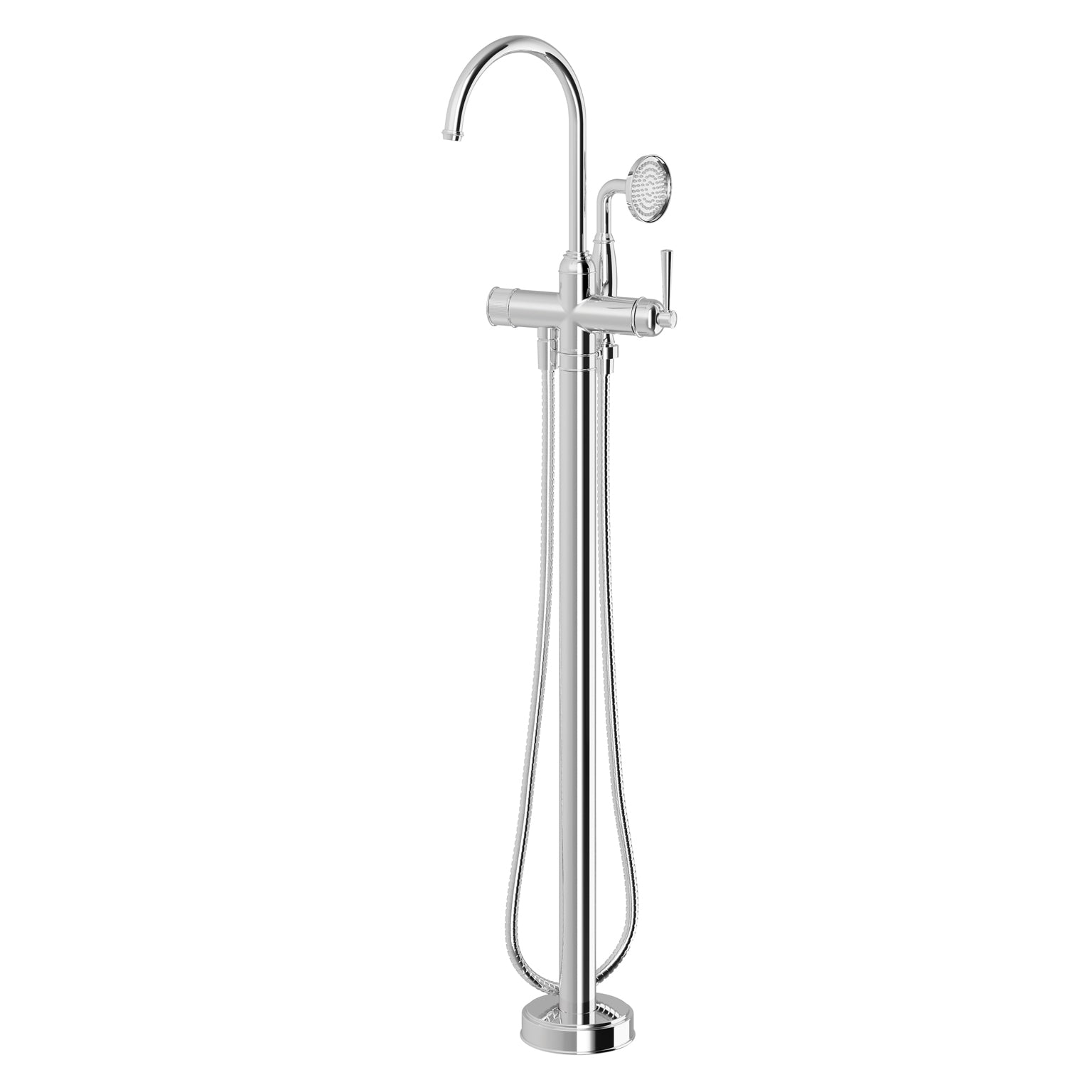 Phoenix Cromford Floor Mounted Bath Mixer with Hand Shower, Chrome