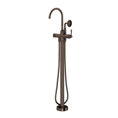 Phoenix Cromford Floor Mounted Bath Mixer with Hand Shower, Brushed Bronze