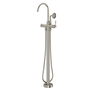 Phoenix Cromford Floor Mounted Bath Mixer with Hand Shower, Brushed Nickel