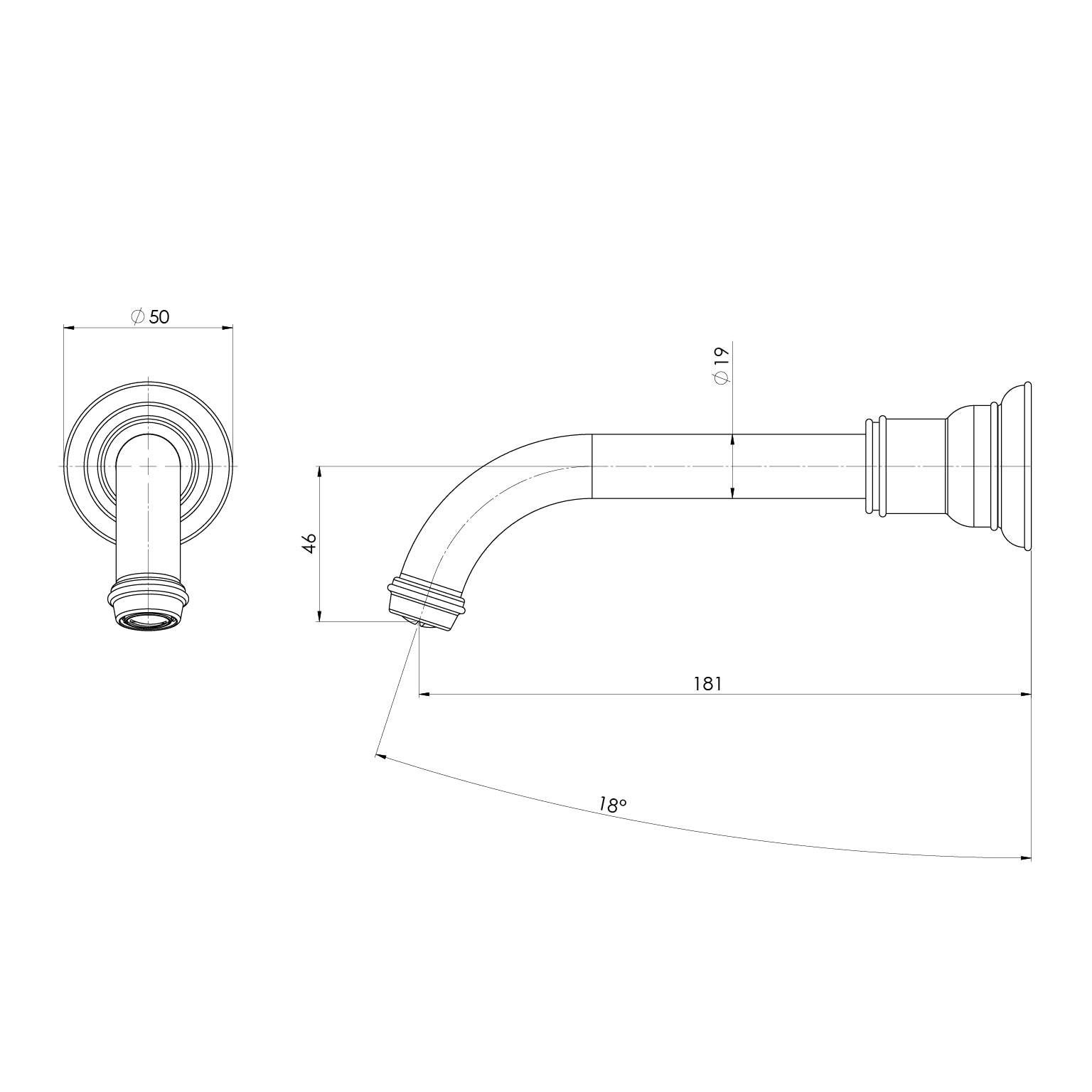 Phoenix Cromford Wall Basin / Bath Outlet – Lead Free