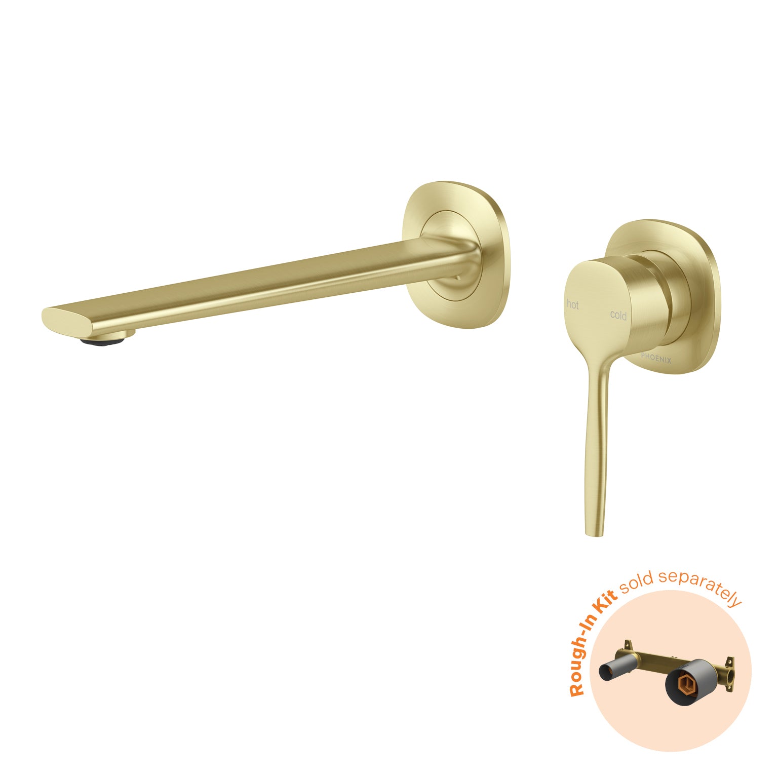 Phoenix Vask SwitchMix Wall Basin / Bath Mixer Set 200mm Fit-Off Kit, Brushed Gold