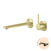 Phoenix Vask SwitchMix Wall Basin / Bath Mixer Set 200mm Pin Up Fit-Off Kit, Brushed Gold