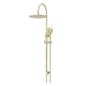 Meir 300mm Round Gooseneck Overhead Shower Rail, Three Function Hand Shower, Tiger Bronze