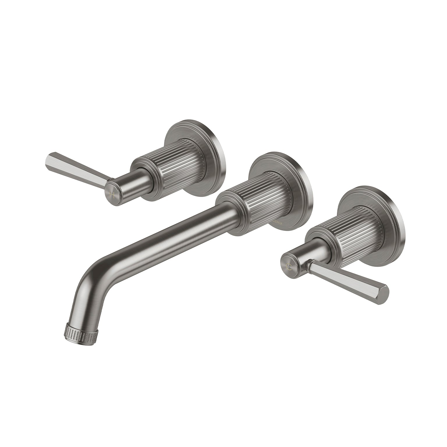 Phoenix Wiltern Wall Basin / Bath Tap Set 190mm, Brushed Carbon