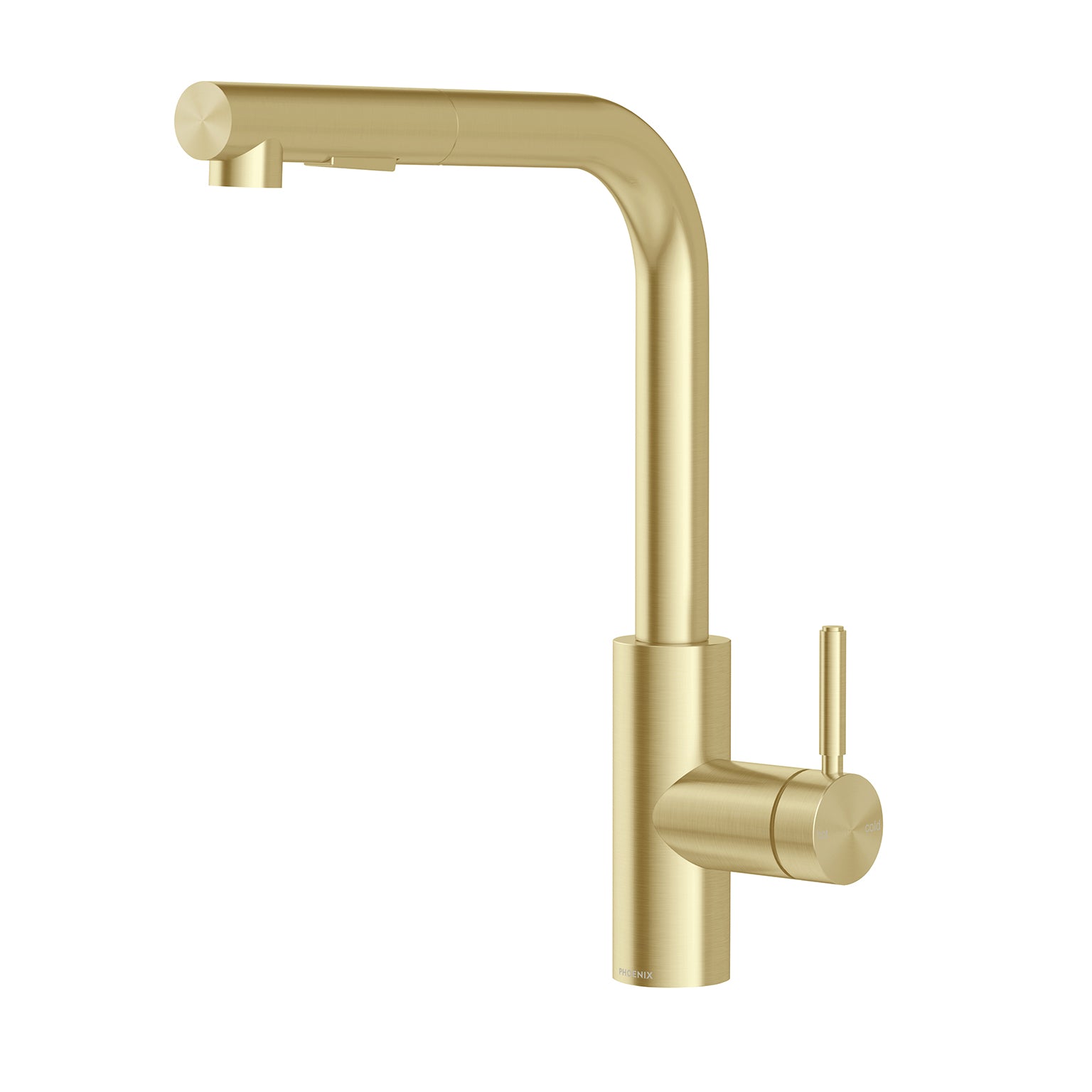 Phoenix Vivid MKII Pull Out Sink Mixer 230mm L Shaped, Brushed Gold