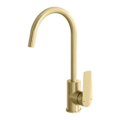 Phoenix Arlo Sink Mixer 200mm Gooseneck - Lead Free, Brushed Gold
