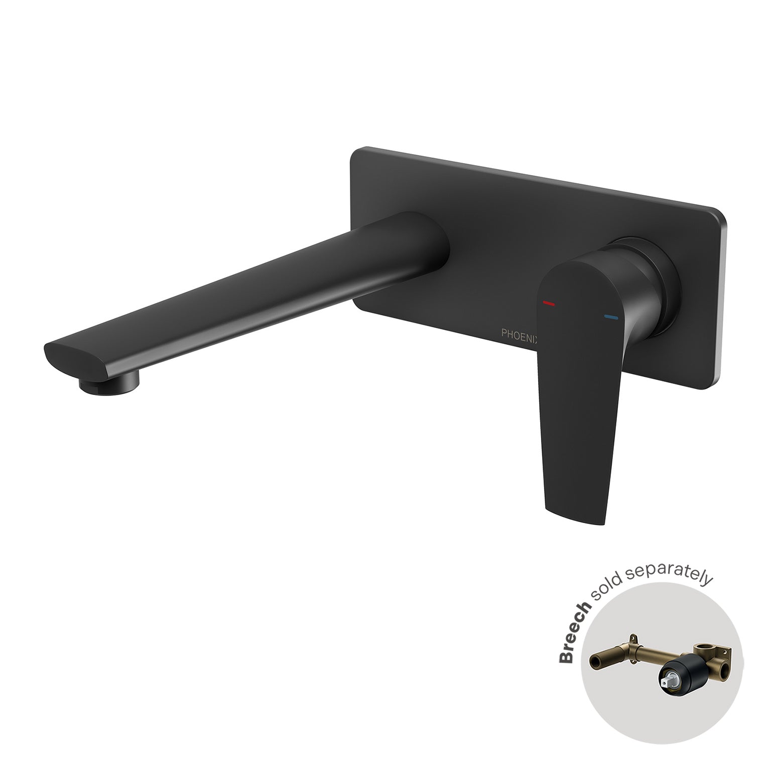Phoenix Arlo Wall Basin / Bath Mixer Set 6 Star 200mm Trim Kit Only, Matte Black