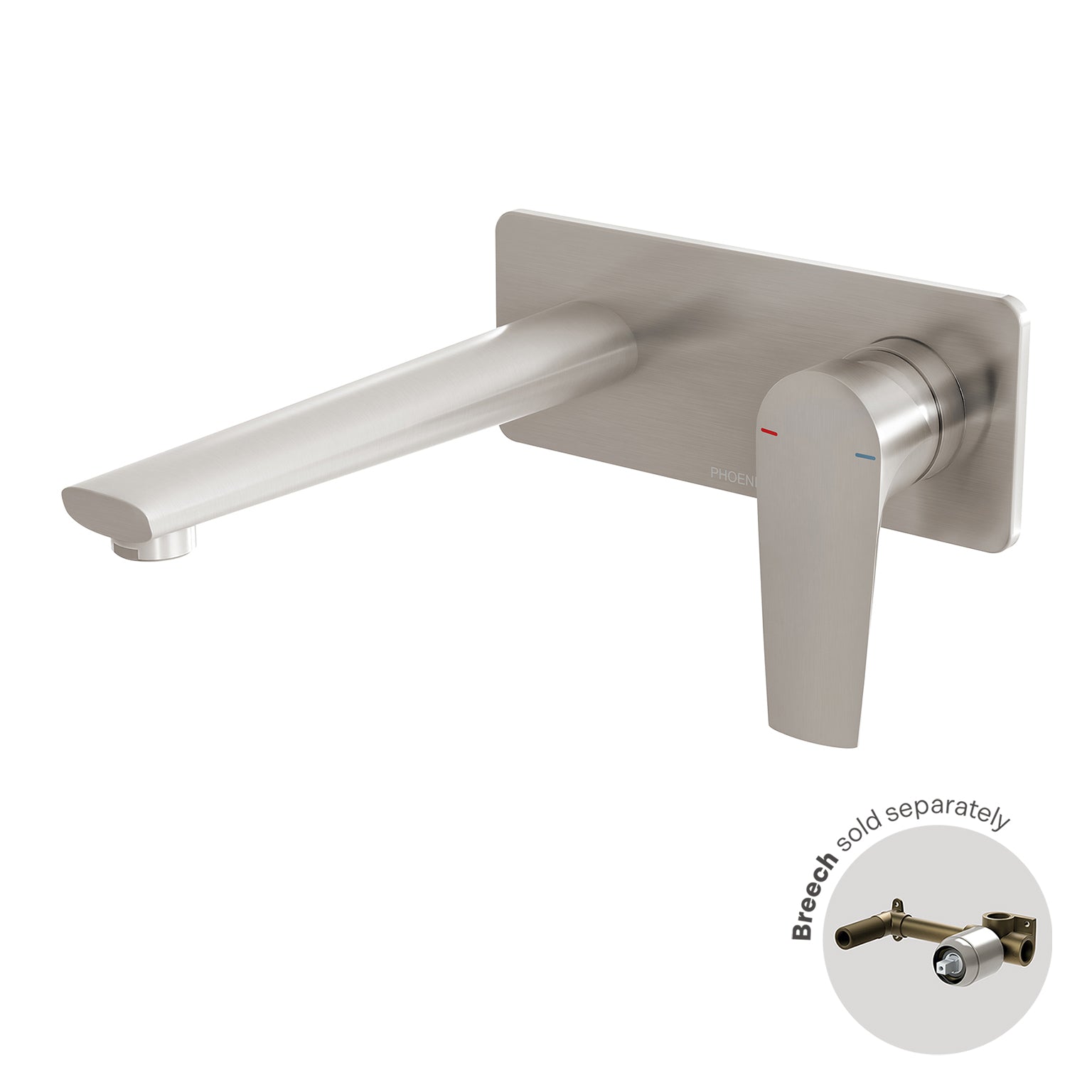 Phoenix Arlo Wall Basin / Bath Mixer Set 6 Star 200mm Trim Kit Only, Brushed Nickel