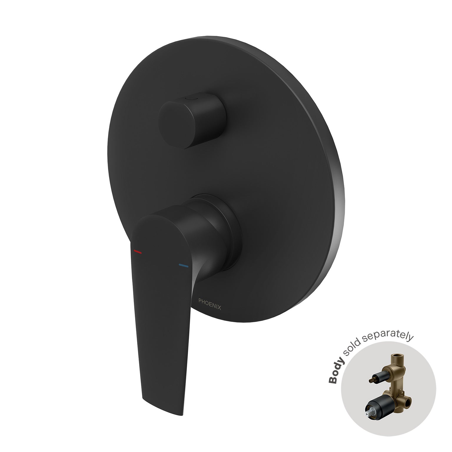 Phoenix Arlo Shower / Bath Diverter Mixer Trim Kit Only, Matte Black