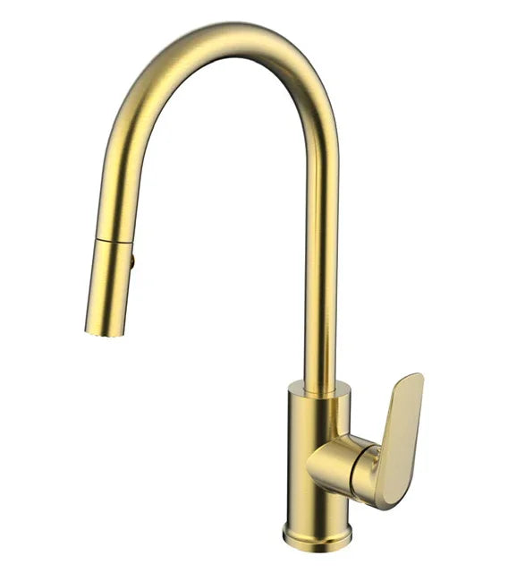 Millennium Glama Pull Out Sink Mixer, Modern Brass