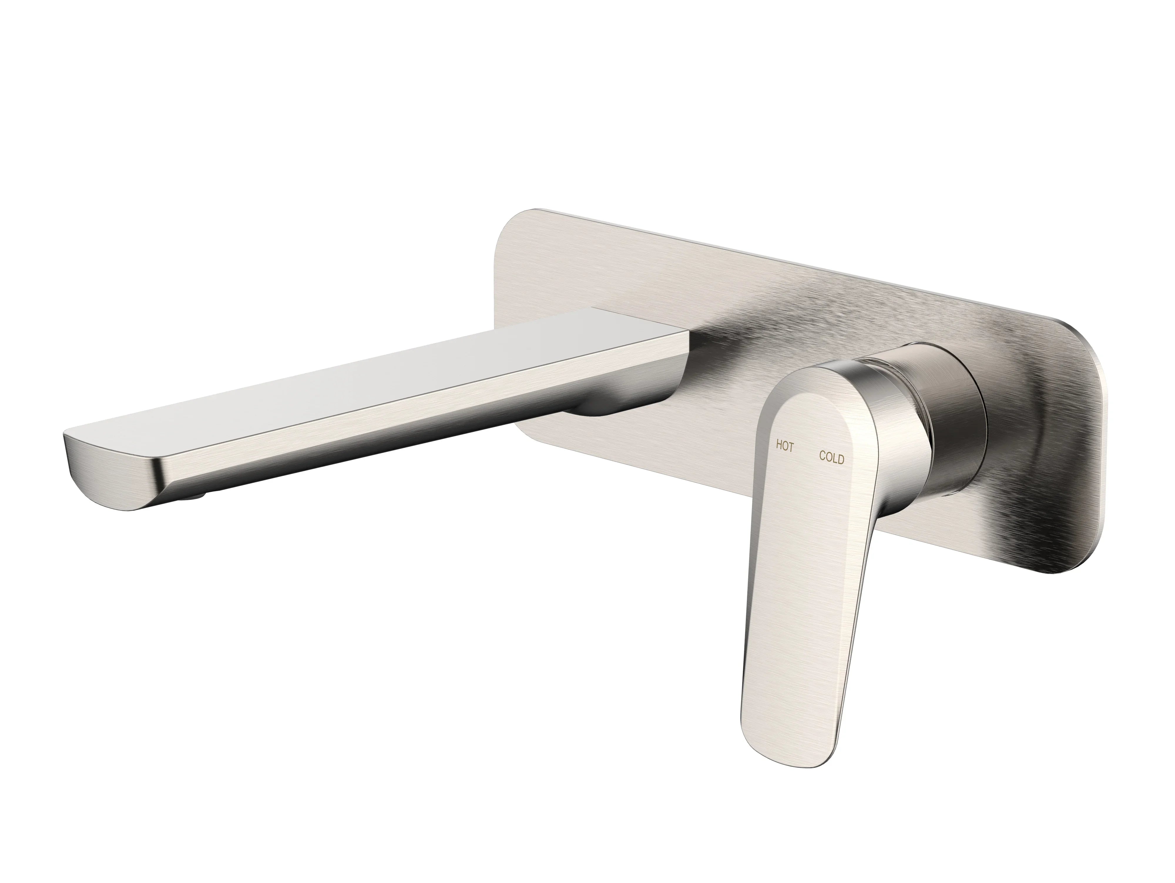 Millennium Glama Wall Basin Mixer W/Plate, Brushed Nickel