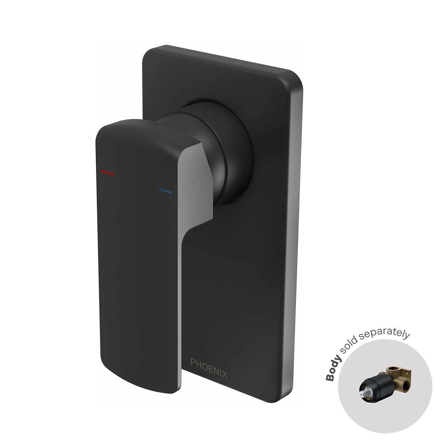 Phoenix Teva Shower / Wall Mixer Trim Kit Only, Matte Black