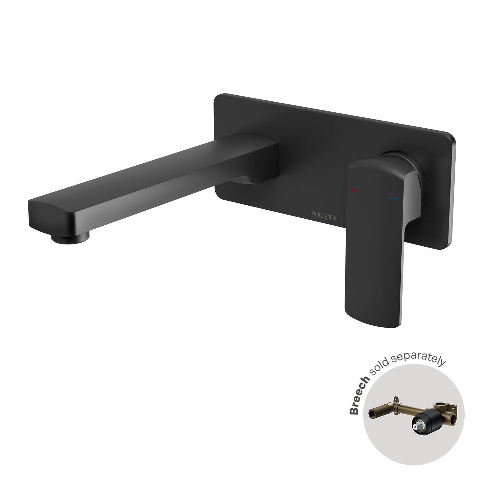 Phoenix Teva Wall Basin / Bath Mixer Set 6 Star 200mm Trim Kit Only, Matte Black