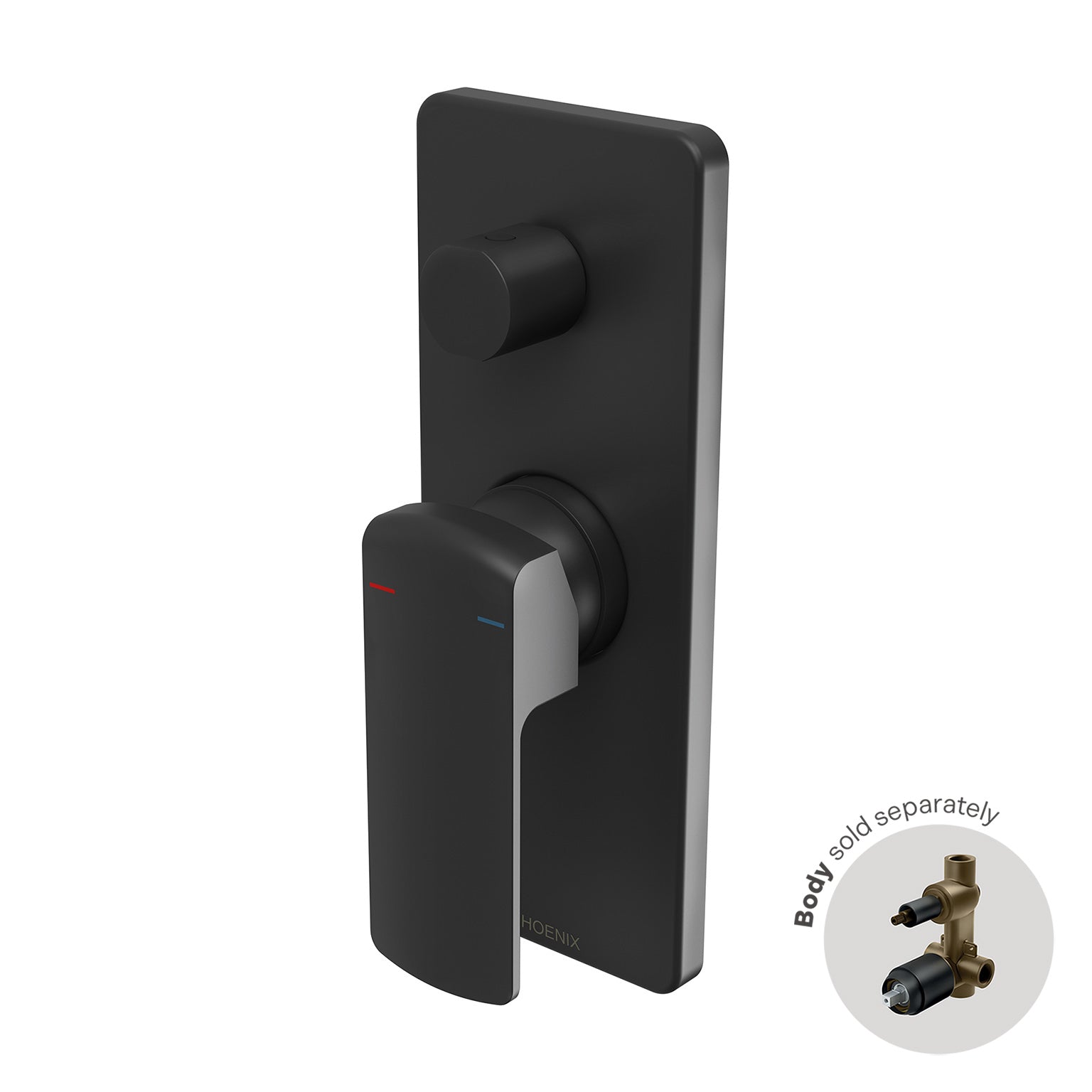 Phoenix Teva Shower / Bath Diverter Mixer Trim Kit Only, Matte Black