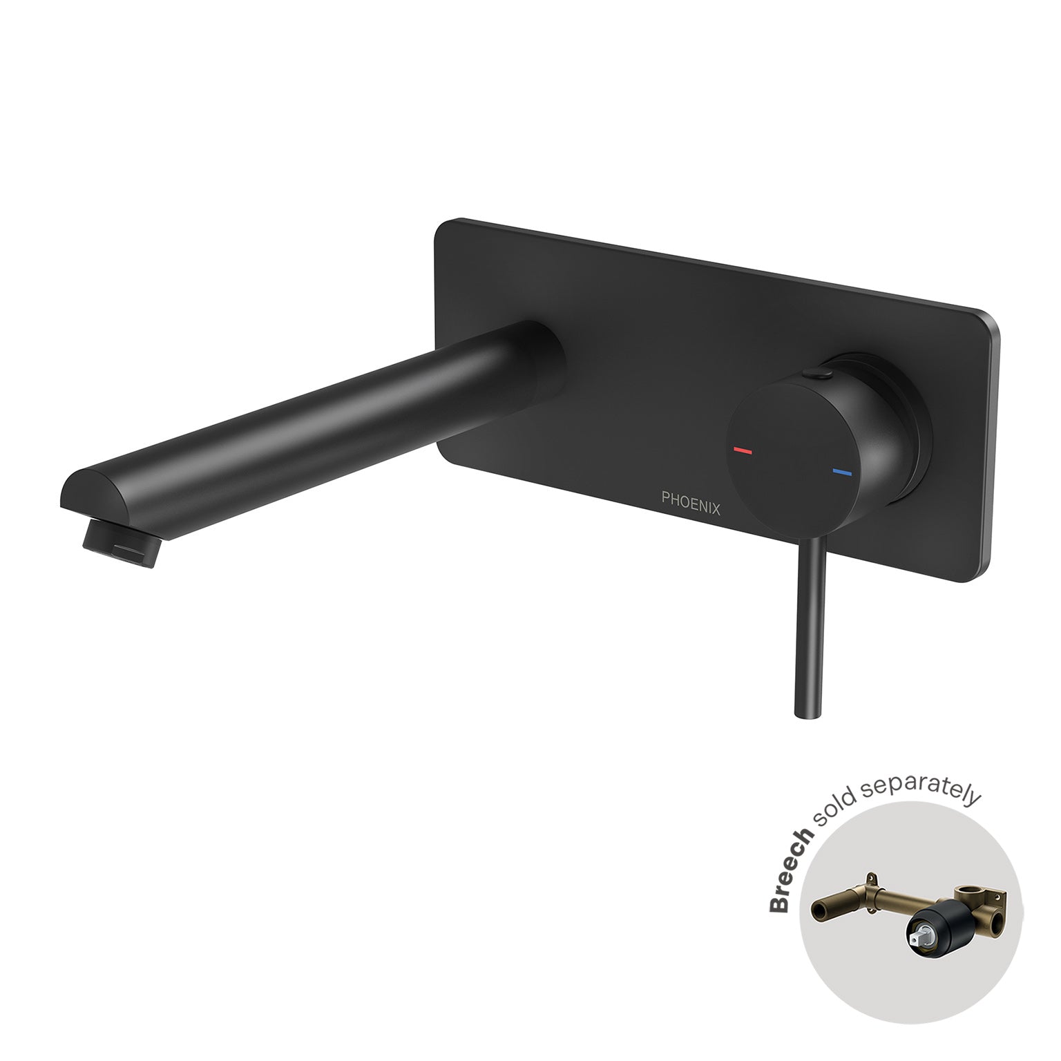 Phoenix Pina Wall Basin / Bath Mixer Set 6 Star 180mm Trim Kit Only, Matte Black