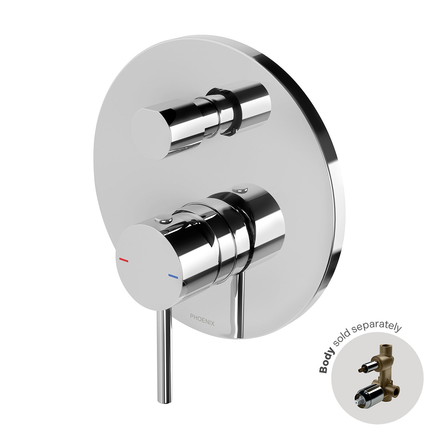 Phoenix Pina Shower / Bath Diverter Mixer Trim Kit Only, Chrome